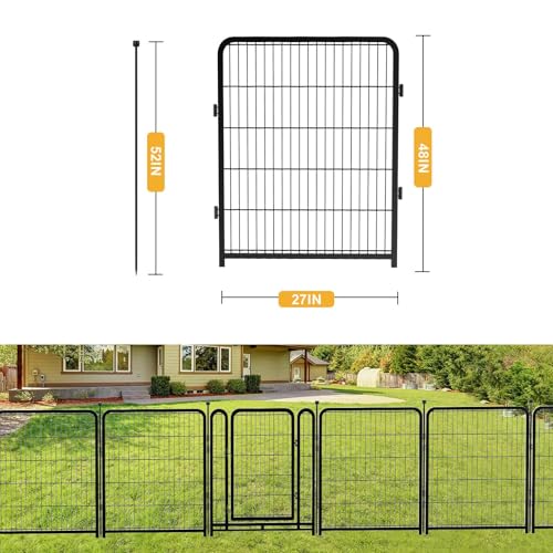 Tall Garden Fence, 32 in(H) 8 Panels Dog Fence Outdoor for Yard. Wide Door Low Threshold Total 17.7 Ft(L)