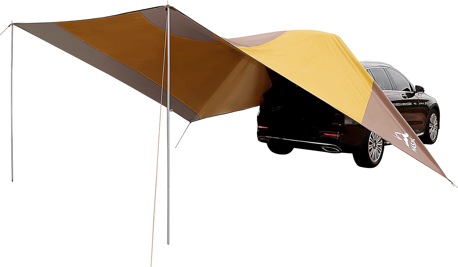 Hasika Car Awning Extremely Large Camping Tarp 100% Waterproof Ripstop with 4 Poles for SUV Tuck Overlanding Picnic Activities and More
