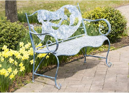 Evergreen Garden Sunflower Garden Bench Outdoors & Indoors | Cast Iron Metal Patio Bench | Outdoor Seating Furniture | Seats for Park, Porch, Deck