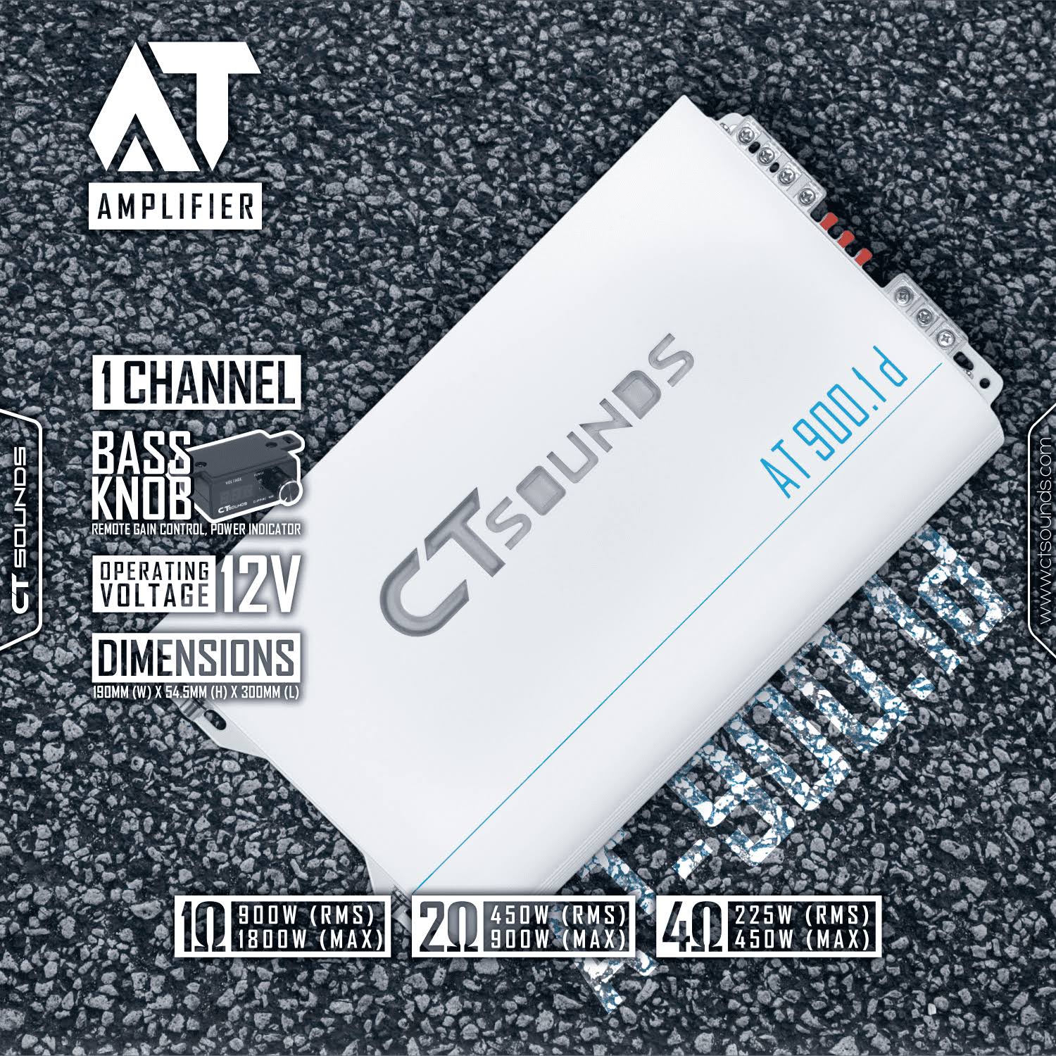 ct Sounds AT-900.1 Class D Monoblock Car Amplifier
