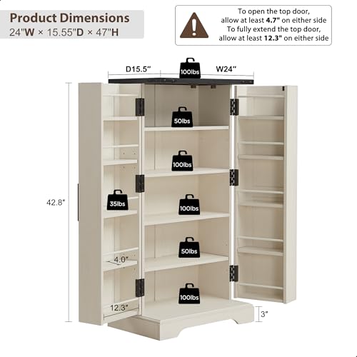 72" Tall Kitchen Pantry, Farmhouse Storage Cabinet with Barn Doors, Organizer, Drawer and Adjustable Shelves, Rustic Wood Cupboard for Kitchen