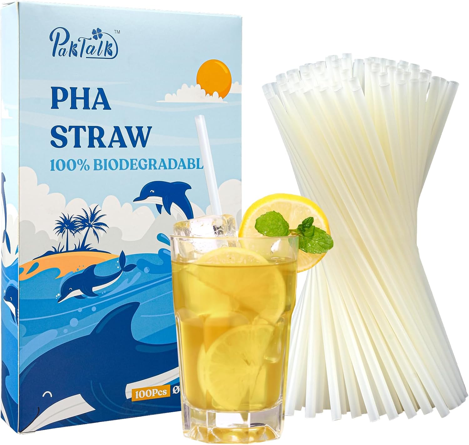 Plant-Based Compostable Straws, 100% Plastic-Free, Eco Friendly, Marine Biodegradable Straws