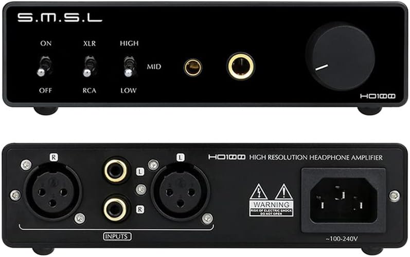 SMSL HO100 Balanced Headphone Amplifier 3000mW×3000mW RCA/XLR Input 6.35mm/4.4mm Balanced Headphone Output HiFi Home Audio Headphone Amp with Gain