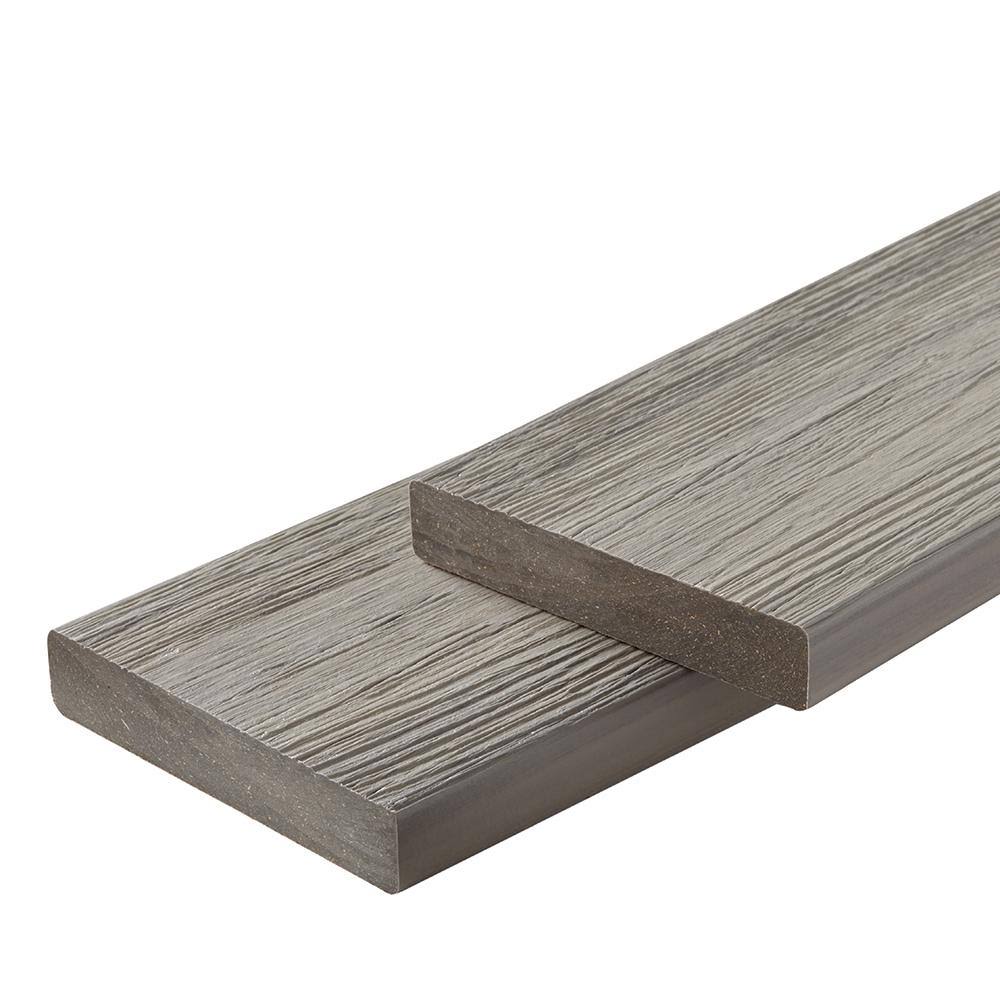 Fortress Infinity Is 1 in. x 6 in. x 8 ft. Caribbean Coral Grey Composite Square Deck Boards (2-Pack)