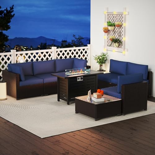 KIGOTY Patio Furniture Set 7 Pieces Conversation Sets, Outdoor Sectional Sofa