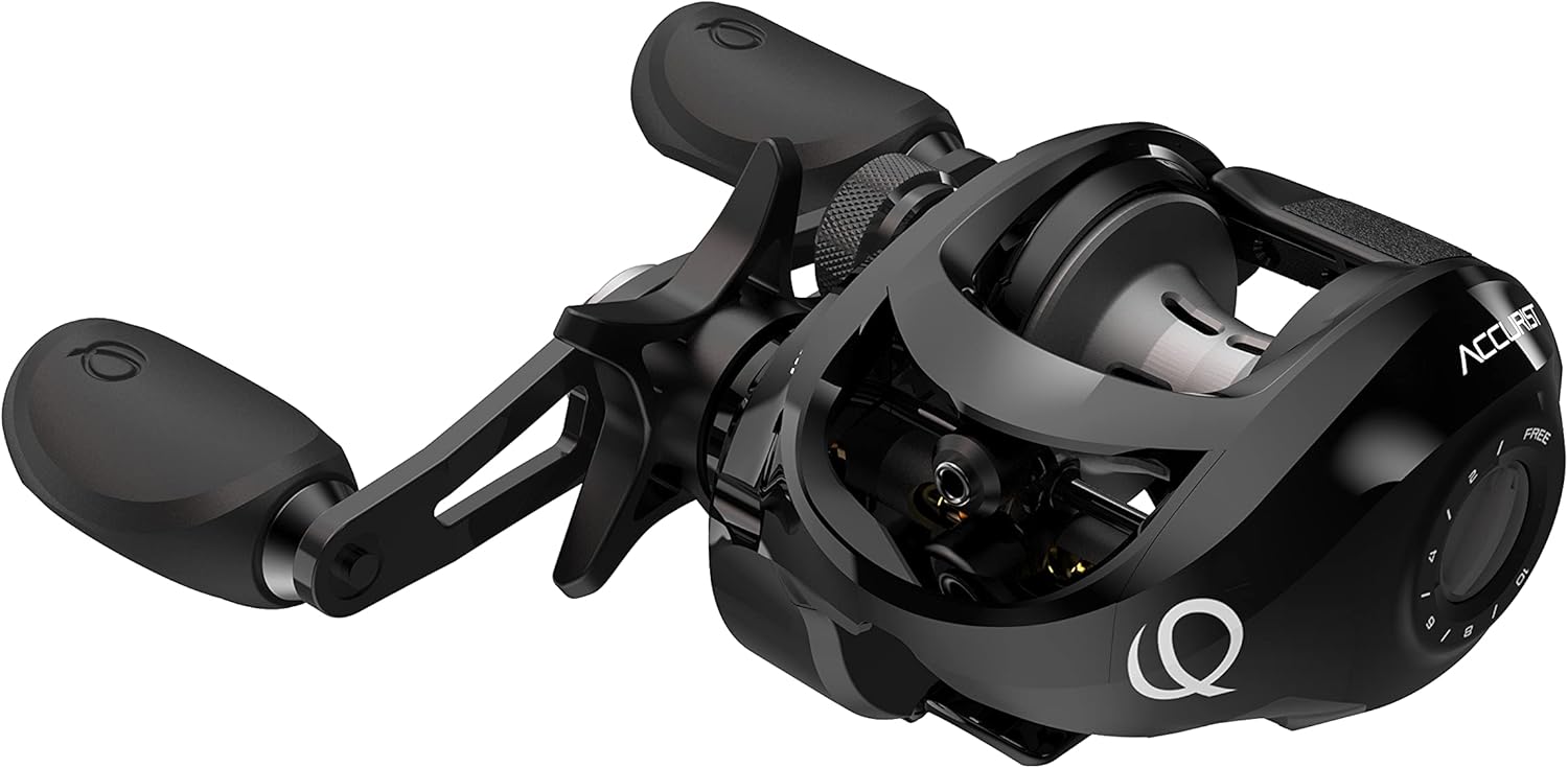 Quantum Accurist Baitcast Fishing Reel, Size 100 Reel, Oversized Non-Slip Handle Knobs and Continuous Anti-Reverse Clutch, One-Piece Aluminum Frame