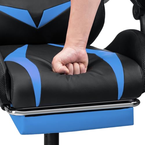 HOFFREE Gaming Chair Massage with Bluetooth Speakers and Led Lights Ergonomic Computer Gaming Chair with Footrest RGB Video Game Chair with High Back