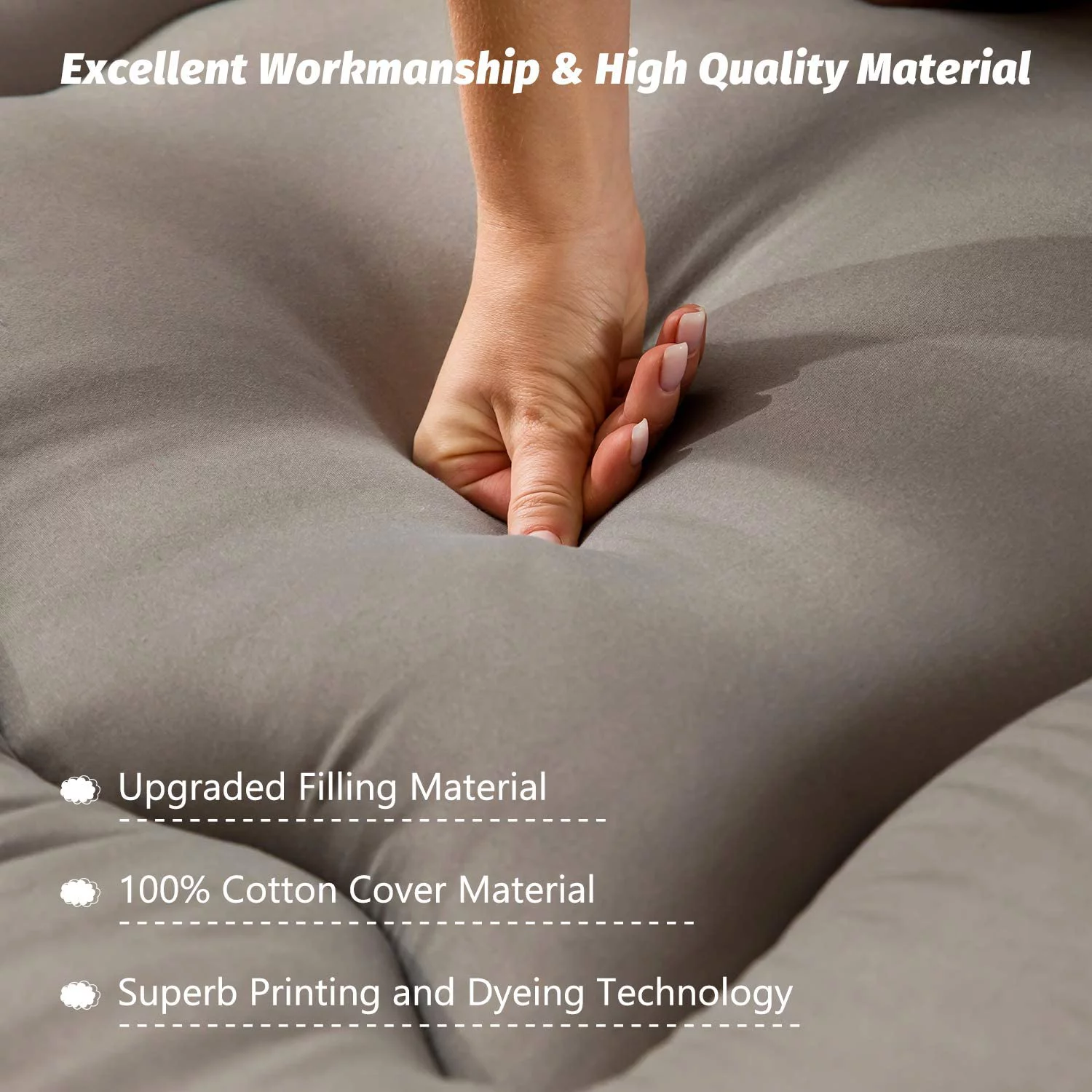 Japanese Floor Mattress Futon Mattress, Memory Foam Futon Roll Up Guest Mattress Twin Size