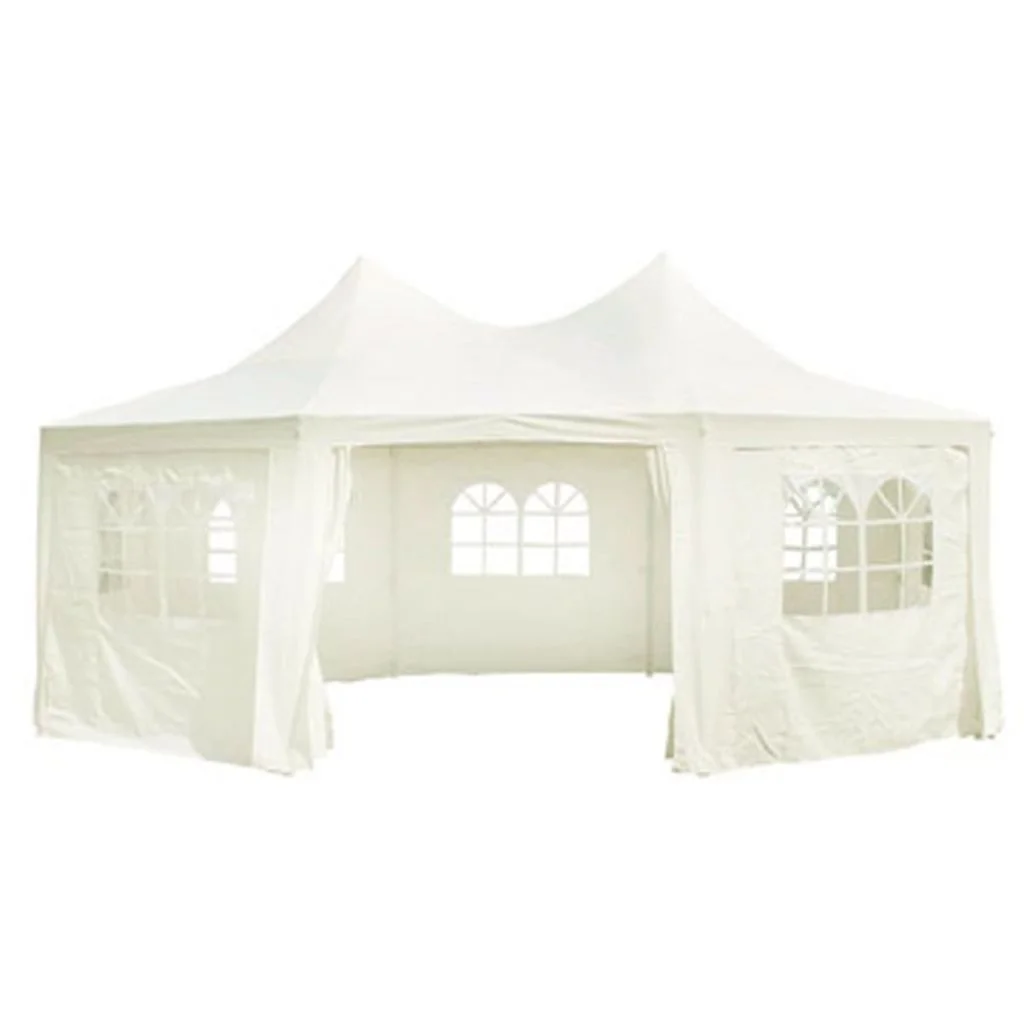 Dcenta Octagonal Party Tent Heavy Duty Wedding Party Tent with 8 Sidewalls Cream White 20' x 15' x 12'