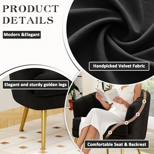 Andeworld Velvet Accent Chair, Upholstered Modern Single Sofa Side Chair
