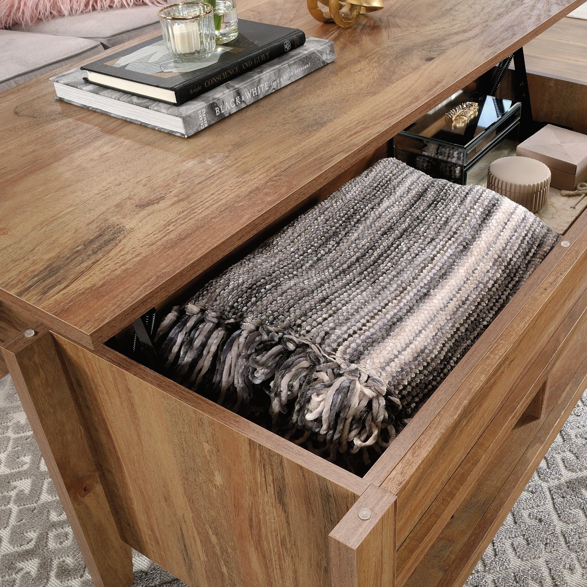 Sauder Dakota Pass Wood Lift-Top Coffee Table, Sindoori Mango Finish