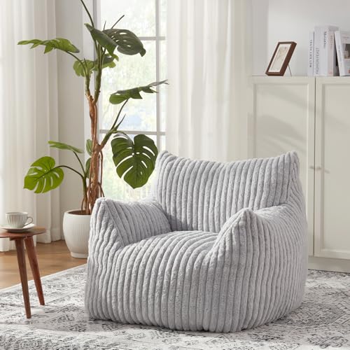 Giant Bean Bag Chairs for Adults with Filling Plush Fluffy Bean Bag Chairs for Teens with Armrests Comfy BeanBag Lazy Couch Sofa Chair for Bedroom