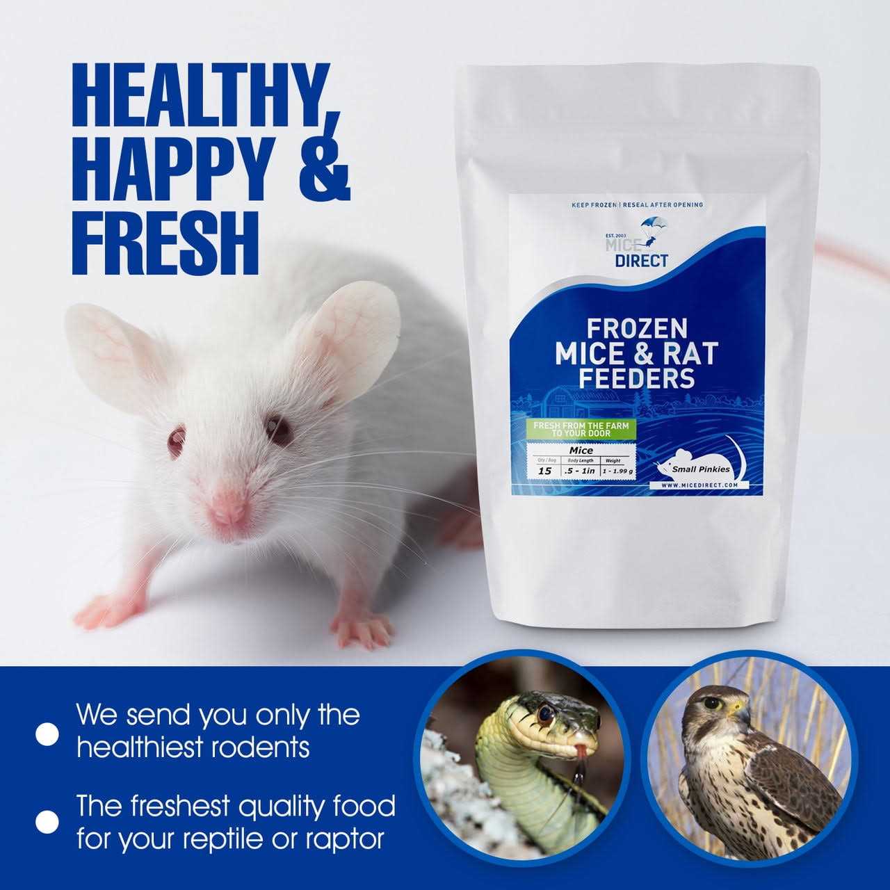 MiceDirect Frozen Mice Feeders Large Mice Fuzzies &amp; Mice Hoppers Snake Food Combo Pack, 150 Count - Pet Supplies online store
