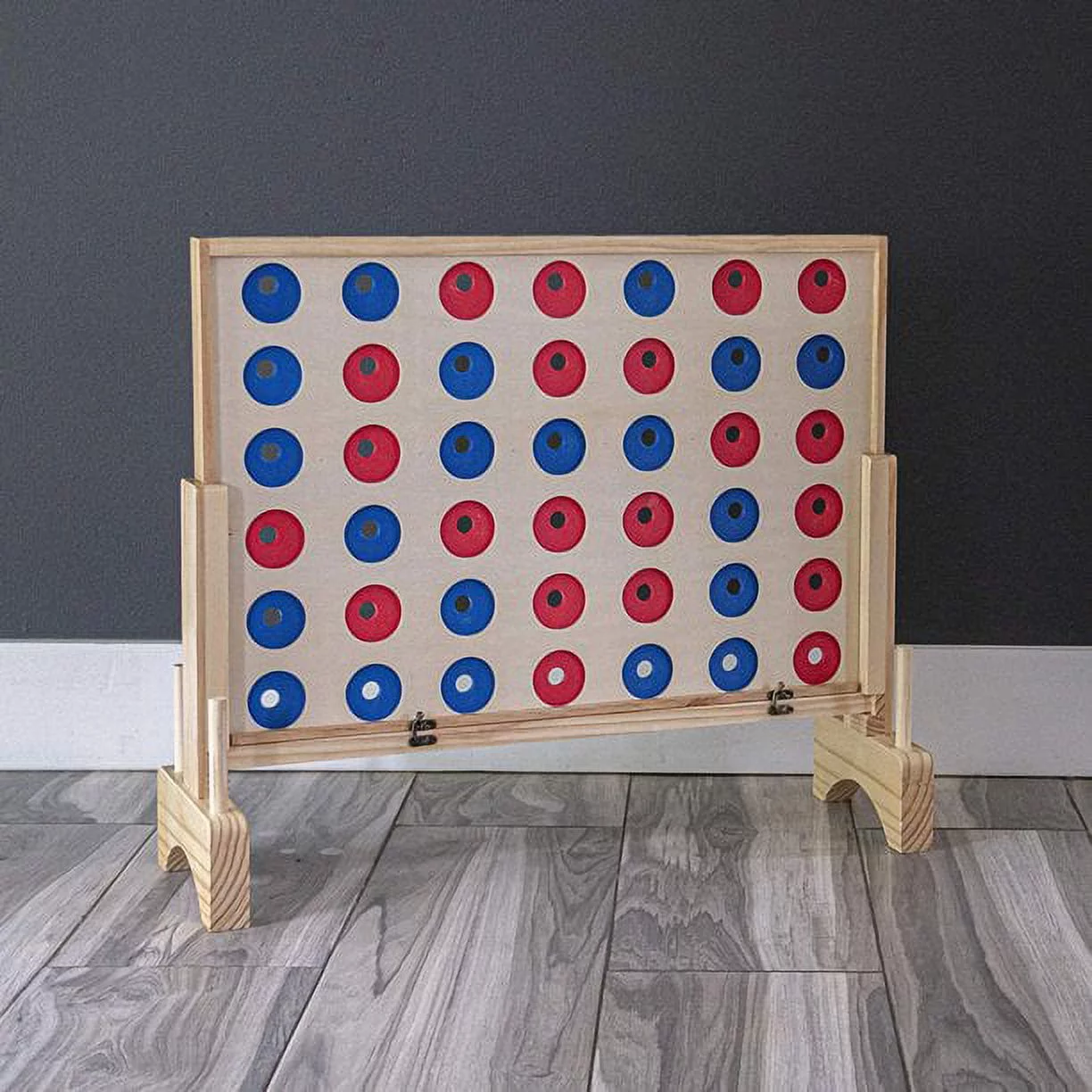 Prextex Giant Connect 4 Game - 4 in A Row Wooden Family Game Indoor/Outdoor Use, in Order to Win Connect the 4 | Four in a Row Family Game