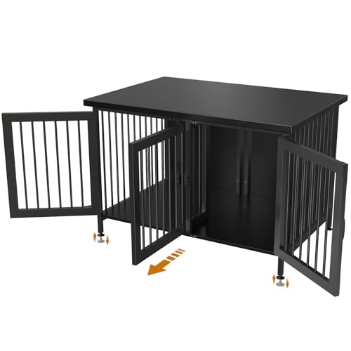 GDLF Double Dog Crate with Divider for 2 Small or 1 Dog, Furniture Style Kennel Indoor Cage with Removable Panel (Int.dims:36.2”Wx24.5”Dx21”H), Black