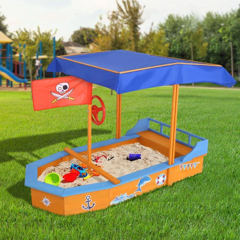 Keezi Boat-Shaped Canopy Sand Pit