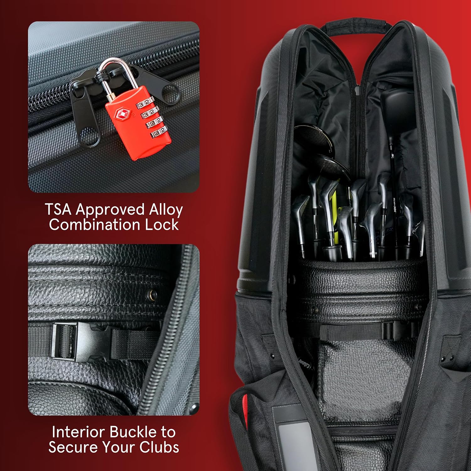 Golf Travel Bags for Airlines with Hard Case Top - Golf Travel Bag with 1680D Ballistic Nylon & Tank Wheels