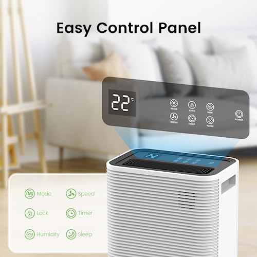 FREE VILLAGE Dehumidifier, 45 Pint (50 Pint Under 90°F/90% RH) Dehumidifiers for Home Up to 3500 Sq. Ft, Auto Drainage, Digital Control Panel