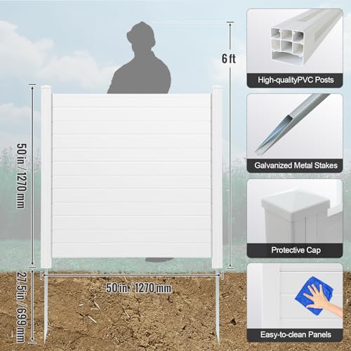VEVOR Outdoor Privacy Screens, 50" W x 50" H Air Conditioner Fence, Pool Equipment Enclosure, Horizontal Vinyl Privacy Fence