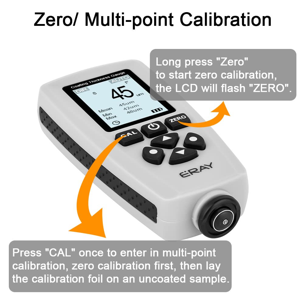 Paint Coating Thickness Gauge, ERAY Digital Depth Mil Thickness Meter with Backlight LCD Display for Car Automotive