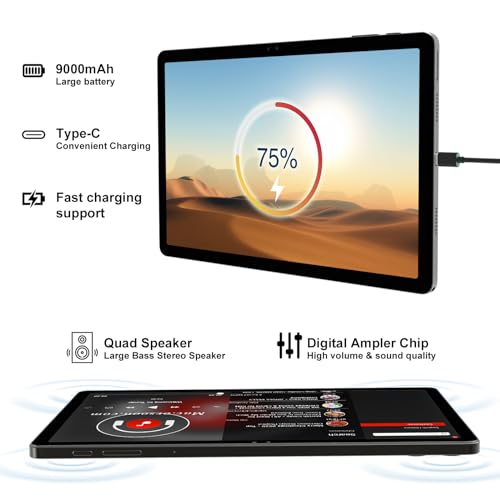 2025 Latest 11 inch Tablet Android 14 2000 * 1200 2K Display 2 in 1 Tablets, T616, 18GB RAM+128GB ROM+1TB Expand, 5+5+13MP Camera, 9000mAh
