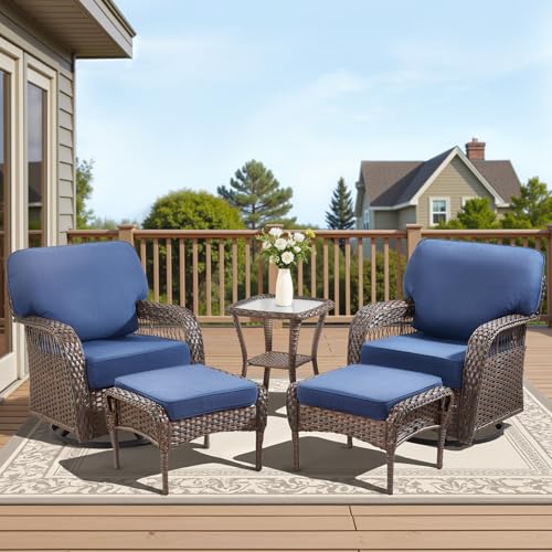 7 Pieces Outdoor Furniture Set with Swivel Chairs