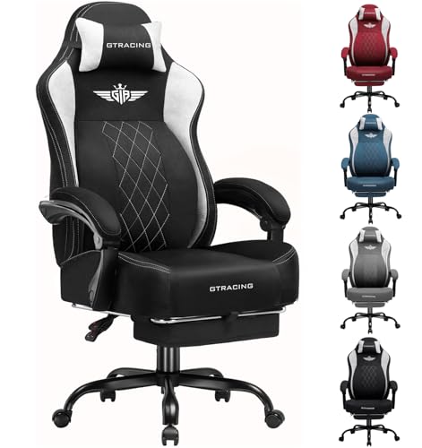 GTPLAYER Big and Tall Gaming Chair Breathable Fabric Computer Chair with Strong Lumbar Support, Comfortable Office Chairs with Pocket Spring Cushion