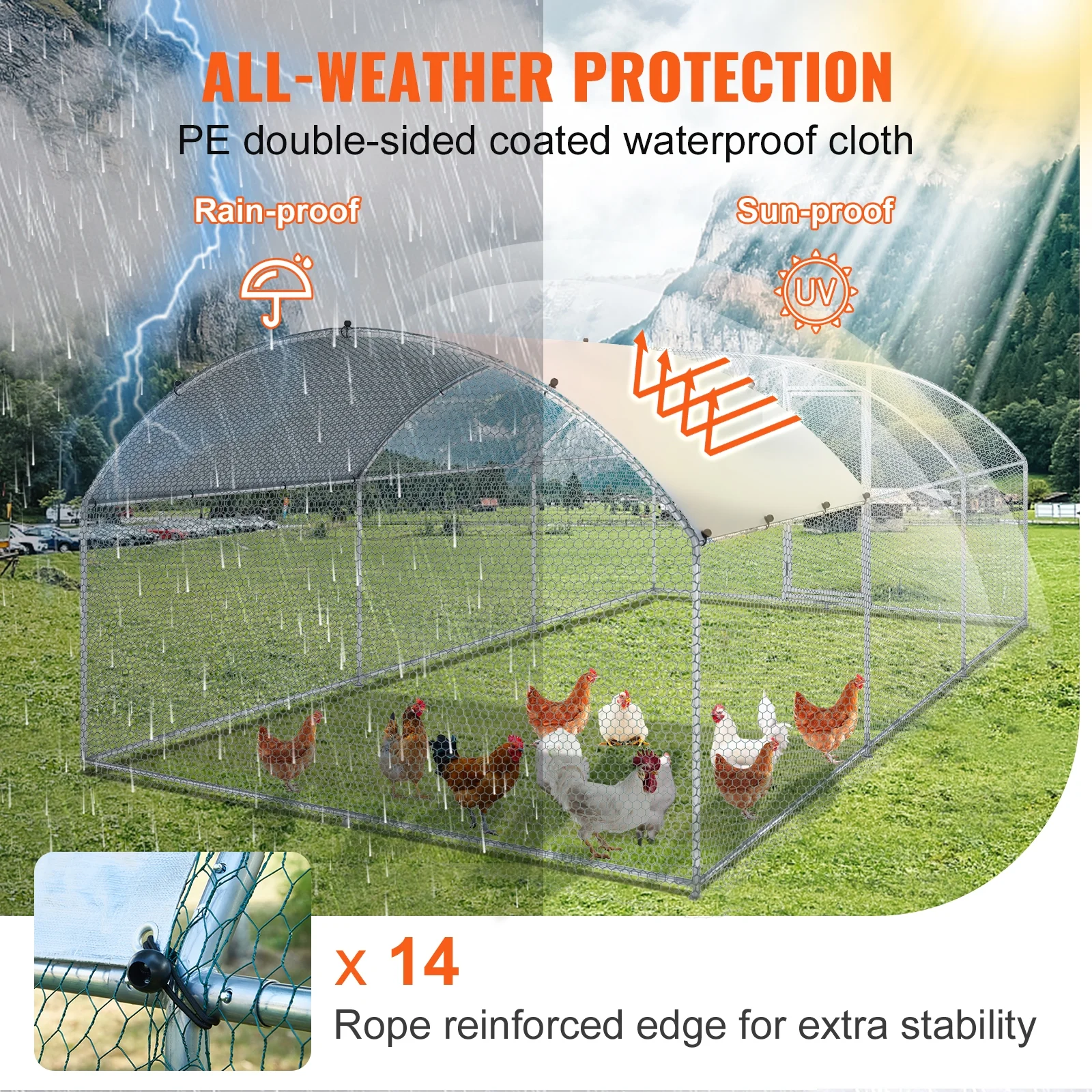 SKYSHALO Chicken Coop Large Metal Chicken Cage House Waterproof Run Large Metal Chicken Coop Outdoor Walk in Chicken Coop Cage Backyard Farm Use