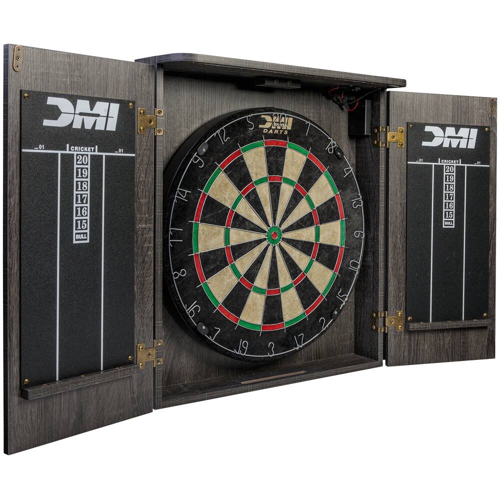 DMI Sports Paris Lighted Bristle Dartboard Cabinet Set D4400W