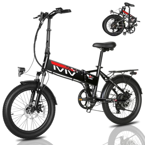 Vivi Electric Bike, 20" 500W Folding Electric Bike, 21.7MPH Adult Electric Bicycles with Removable 48V 374.4Wh Battery, Up to 50Miles Range