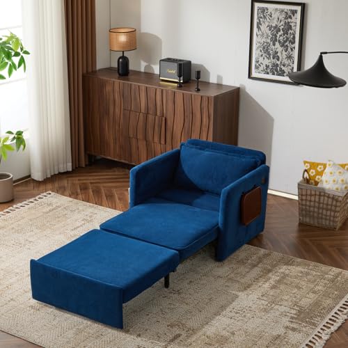 Compression Floor Sofa Bed, Convertible Foldable Sofa with Support Backrest and Armrest, Corduroy Fabric Modular Sectional Couch with 2 Pillows