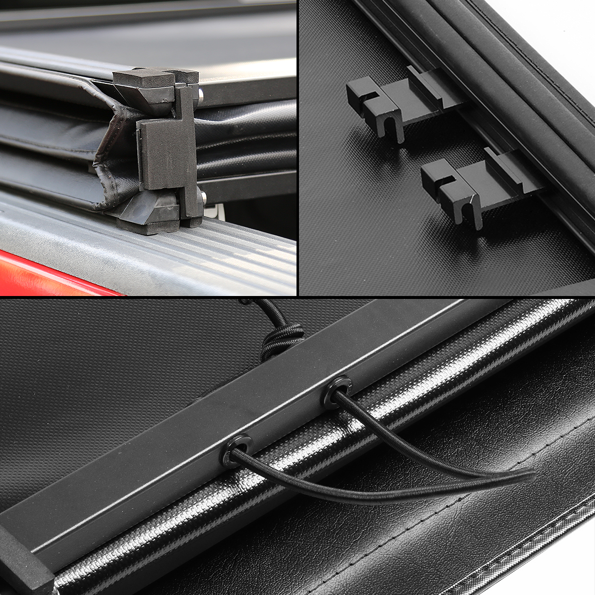 DNA Motoring TTC-TRISOFT-061 For 2014 to 2019 toyota Tundra 8' Bed Fleetside Adjustable Tri -Fold Soft Top Trunk Tonneau Cover 15 16 17 18