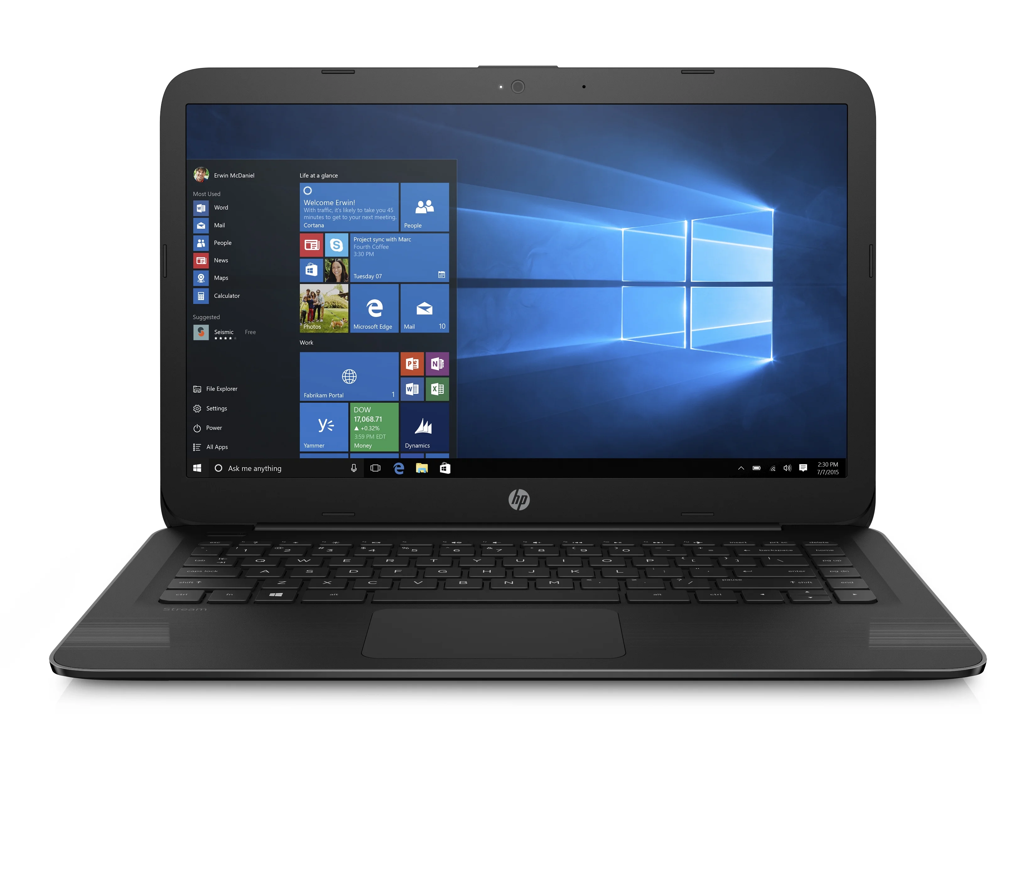 HP Stream 14" Laptop, Intel Celeron N3060, 4GB RAM, 32GB HD, Windows 10 Home, Jet Black, 14-ax040wm