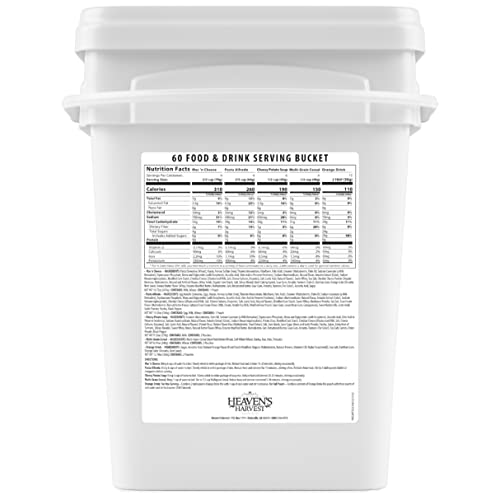 Heaven’s Harvest 25-Year Family Food Kit — Premium Emergency Food Supply. Freeze Dried Survival Food Kit + Water-Proof 25-Year Storage Bucket. MRE