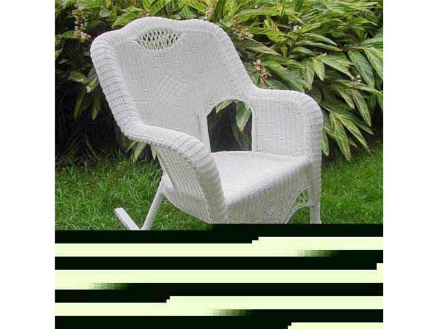 International Caravan Riviera Resin Wicker Outdoor Rocking Chair - White
