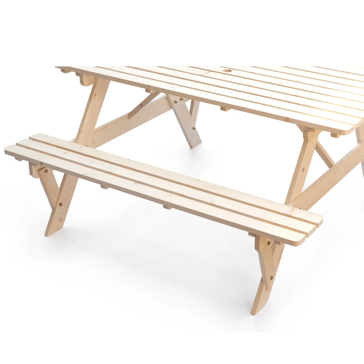 Outdoor Wooden Patio Deck Garden 6-Person Picnic Table, for Backyard, Garden