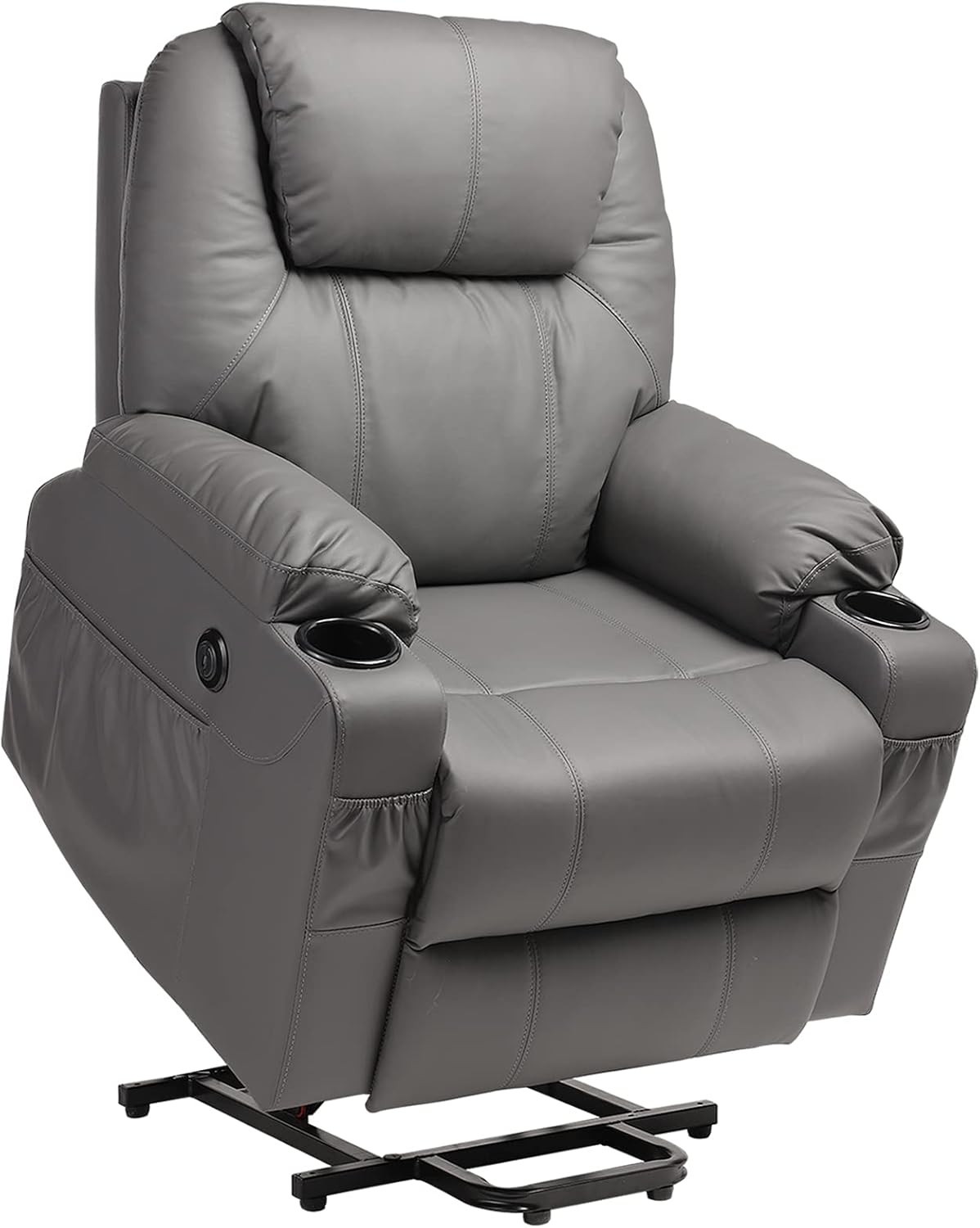Grepatio Massage Recliner, Card Velvet Adjustable Home Theater Single Recliner, with Massage Remote Lumbar seat Heating and USB Interface