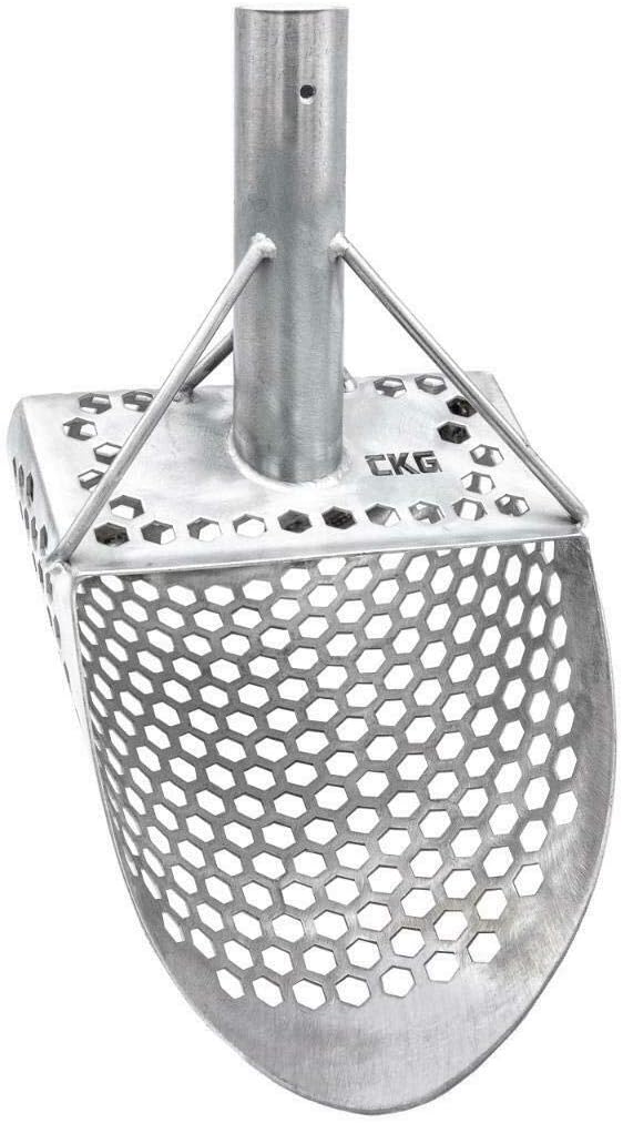 CKG Sand Scoop for Metal Detecting 304 Stainless Steel Shovel for Beach Underwater Treasure Hunting + Carbon Handle Pole Scoops Shovel Rod with Long