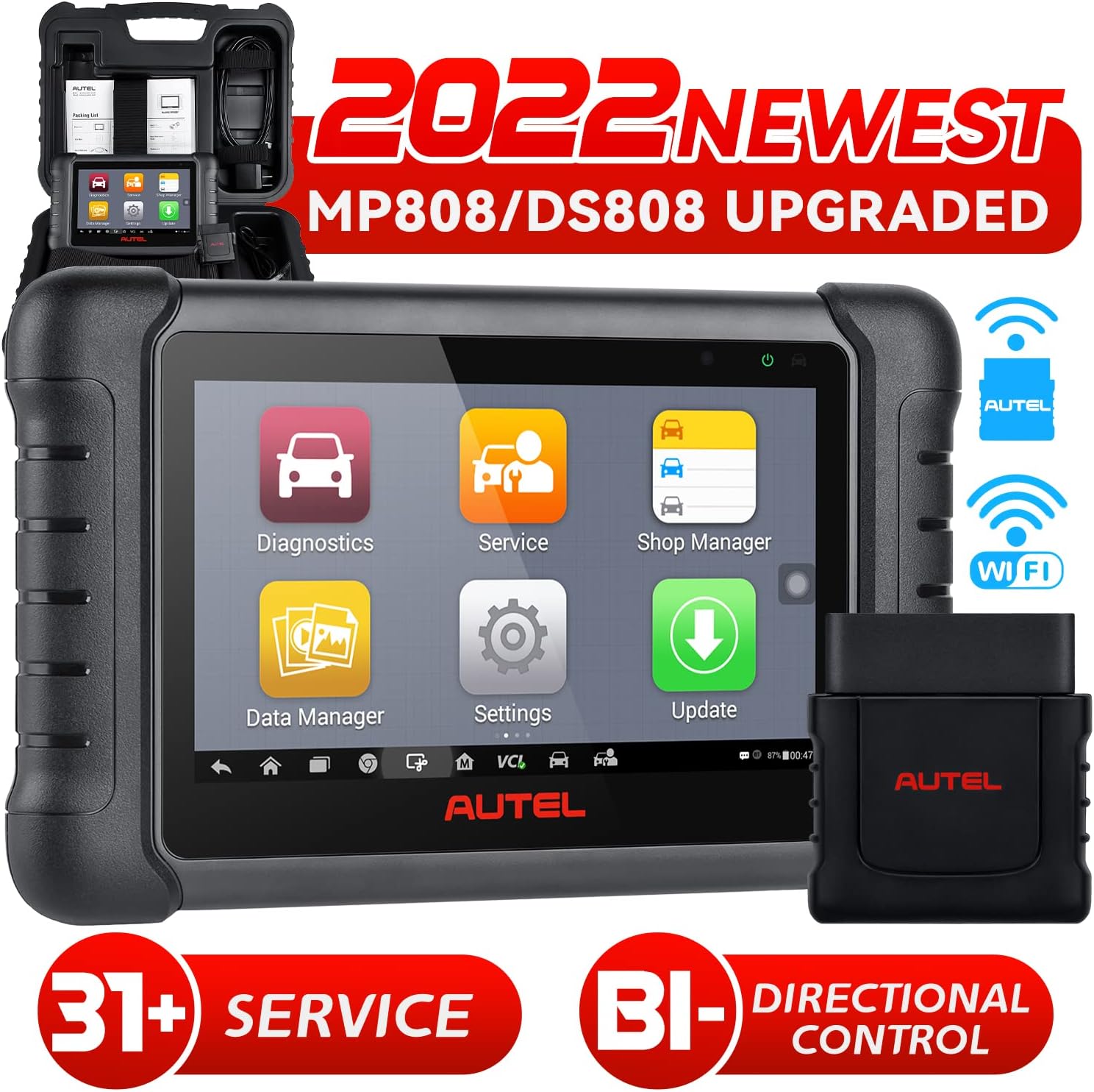 Autel MaxiCOM MK808TS Pro Scanner, [$128 Valued] 4PCS of 2in1 315/ 433Mhz Sensors