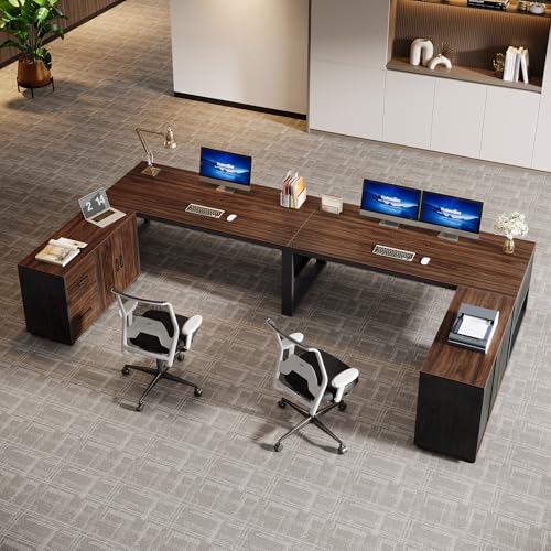Tribesigns 63-Inch L-Shaped Executive Desk with Mobile File Cabinet, Large Office Computer Desk