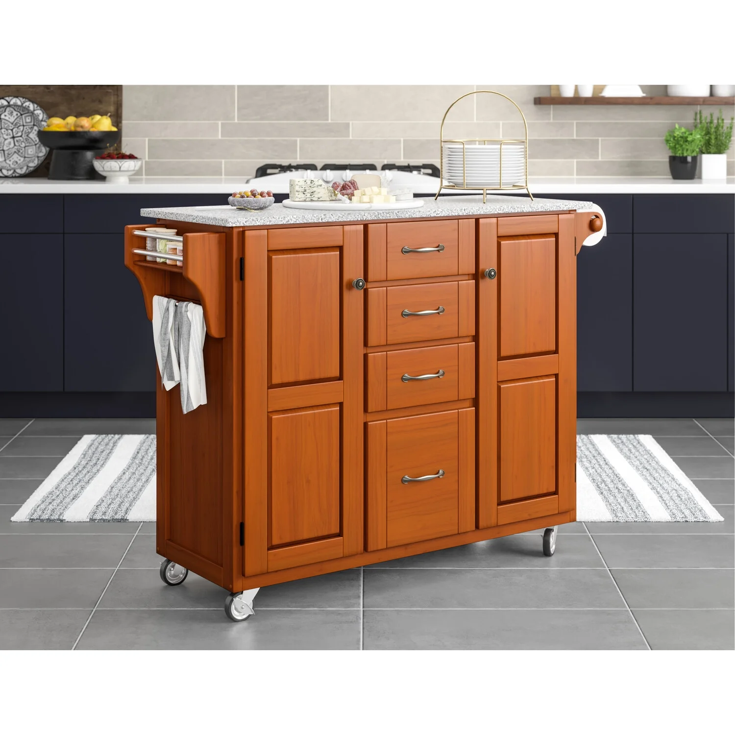 Homestyles Create-a-Cart Wood Rolling Kitchen Cart in Brown