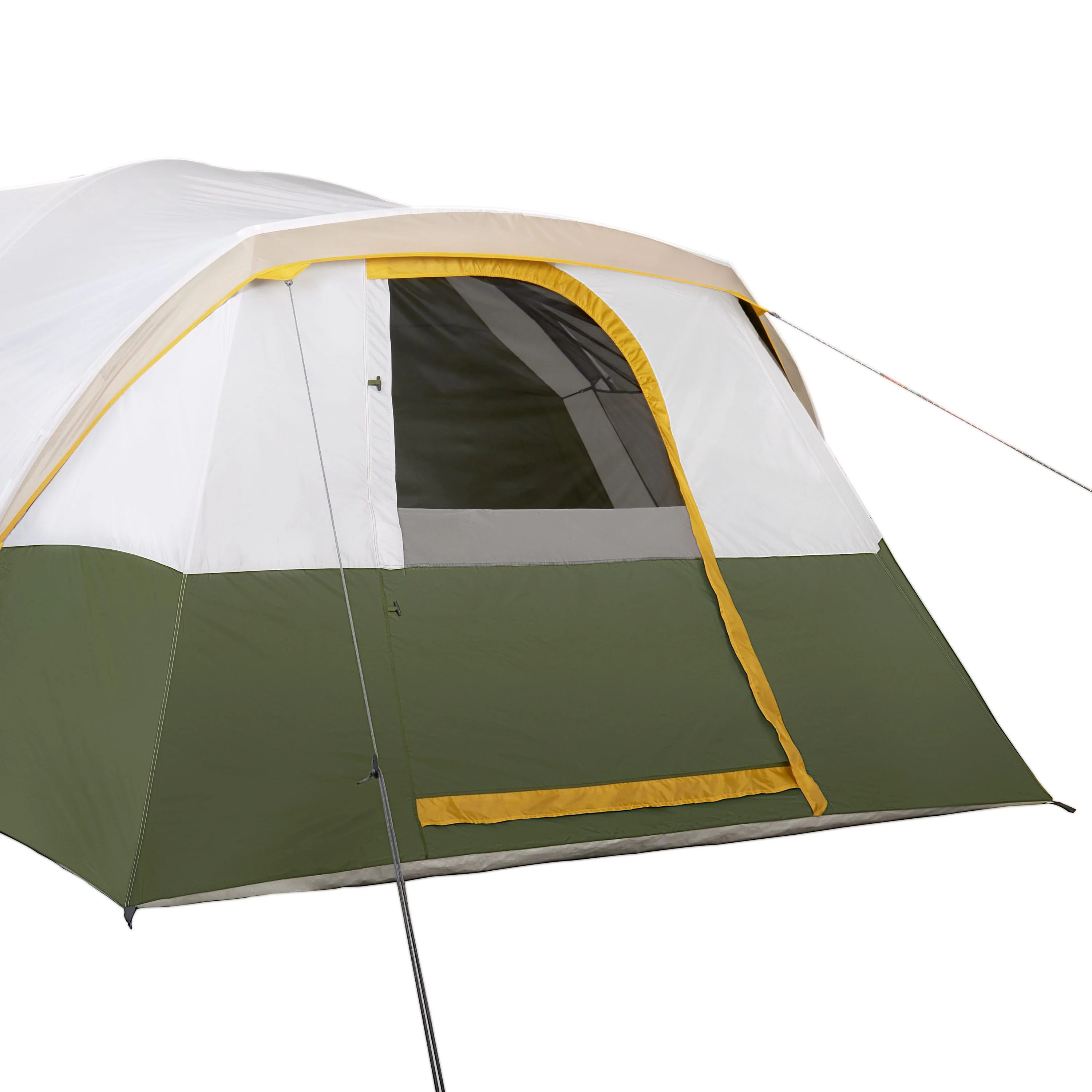 Slumberjack Riverbend 10-Person, 3-Room, Hybrid Dome Tent, Off-White / Green, with Full Fly