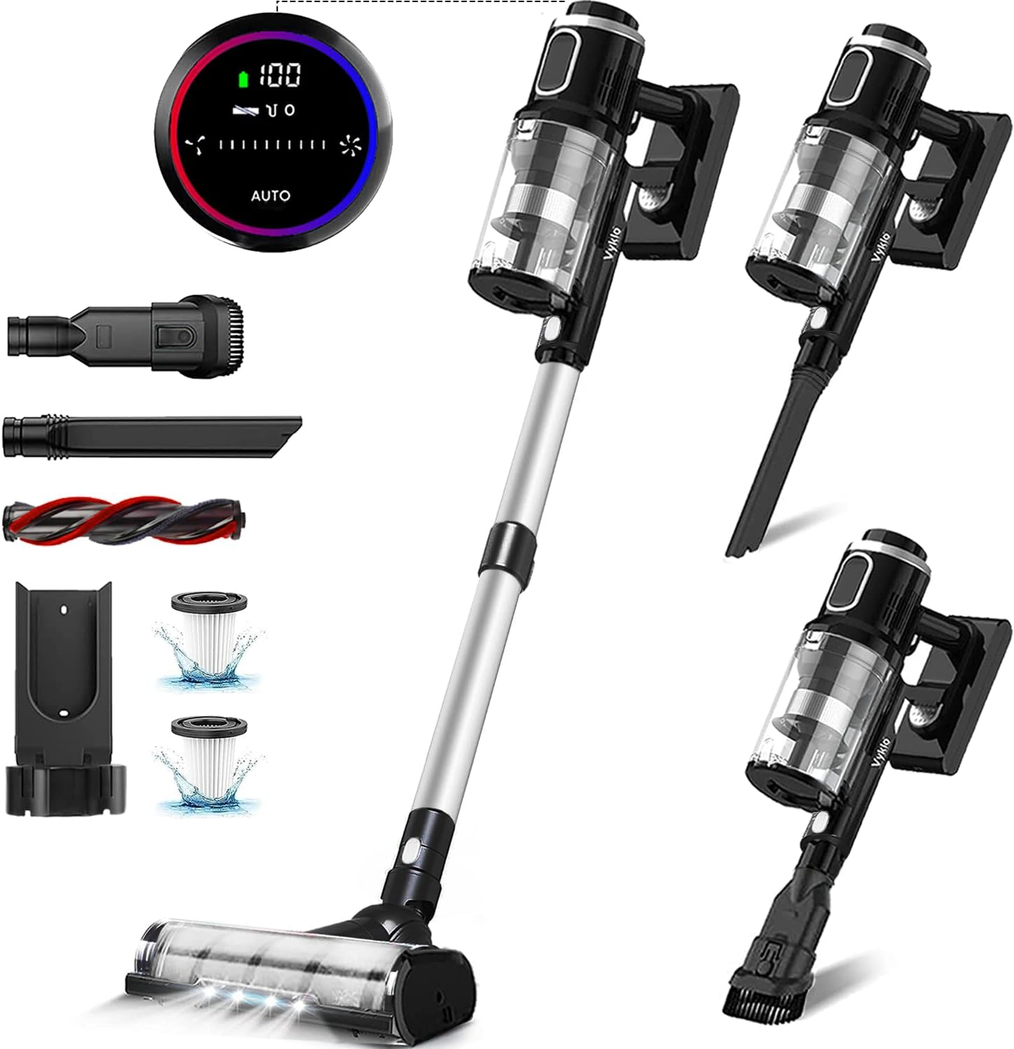 V12 Cordless Vacuum Cleaner, 400W/32KPA Cordless Stick Vacuum with Touch Screen, 65Mins Runtime, Lightweight Powerful Suction Vacuum for Home