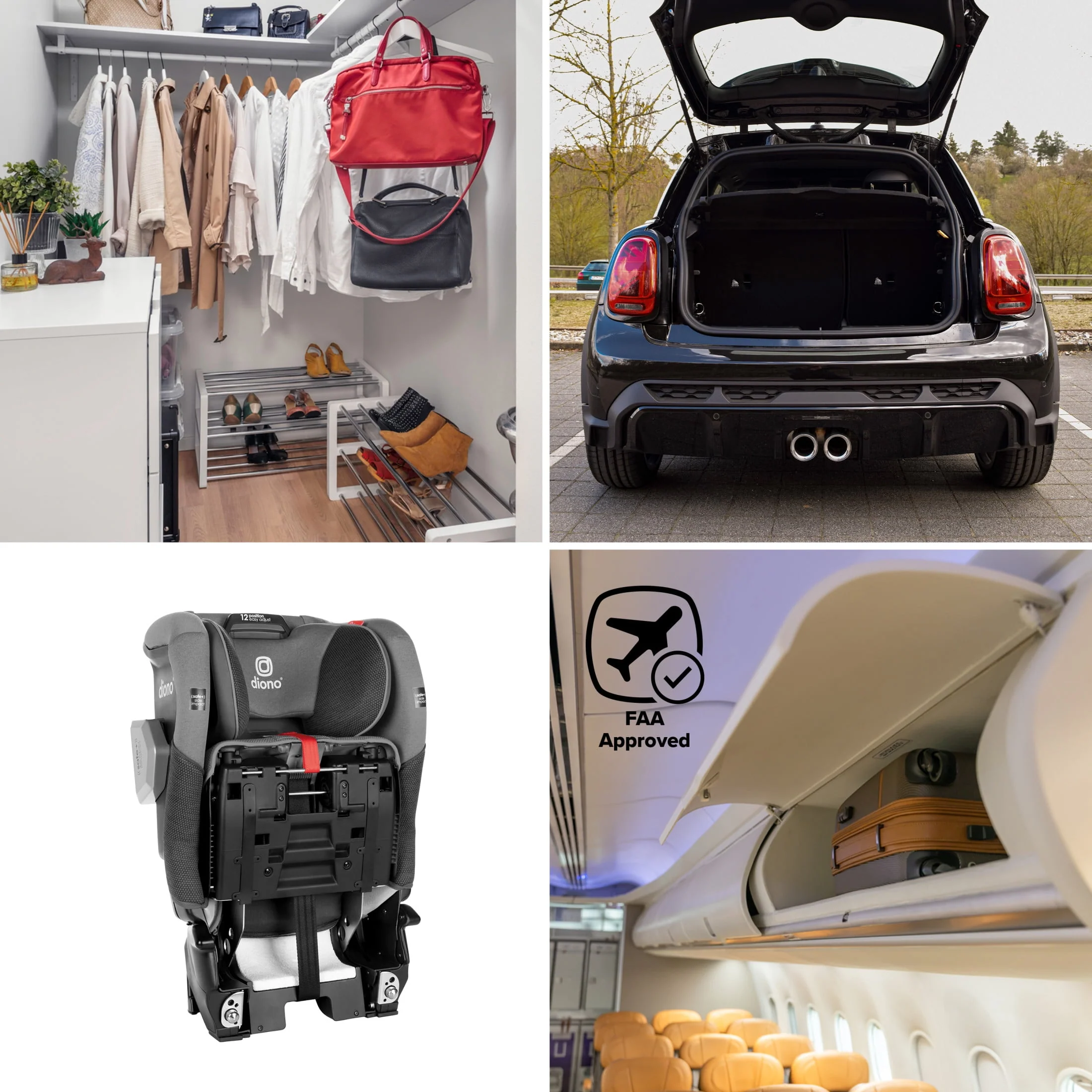 Diono Radian 3QXT SafePlus All-in-One Convertible Car Seat, Slim Fit 3 Across, Red