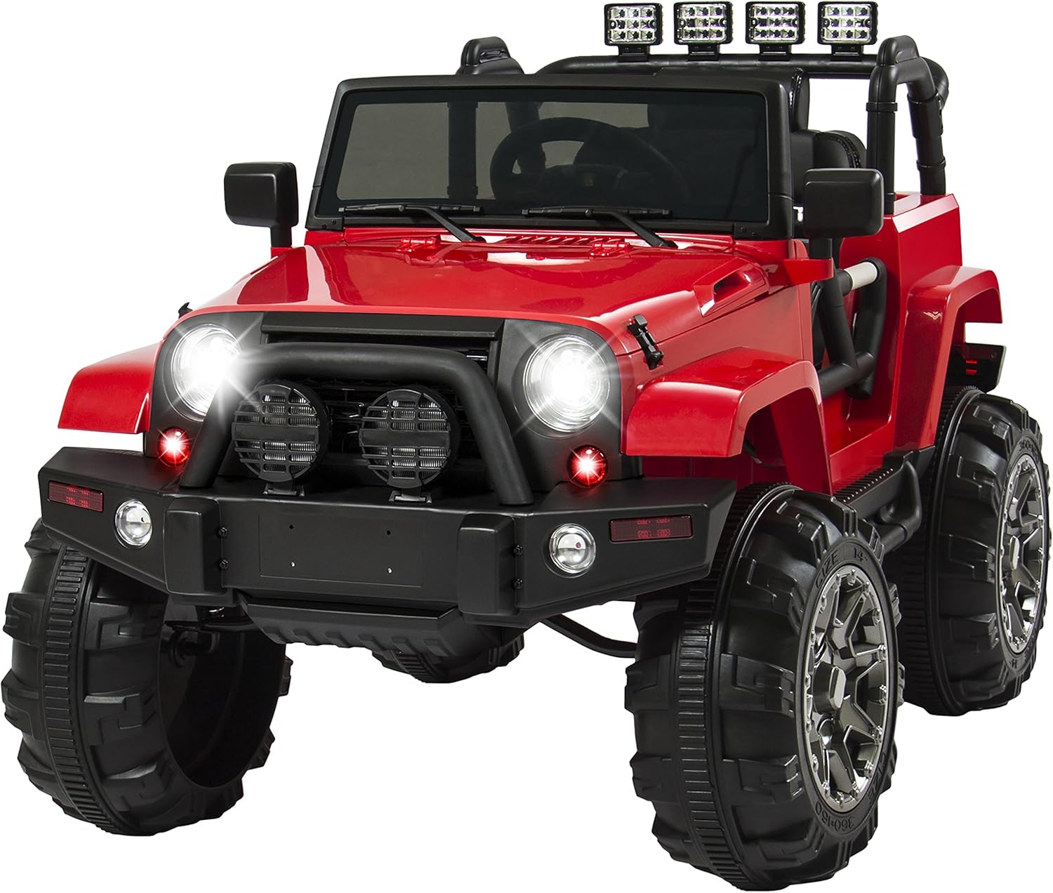 Best Choice Products Kids 12V Ride On Truck, Battery Powered Toy Car w/ Spring Suspension, Remote Control, 3 Speeds, LED Lights, Bluetooth - Red