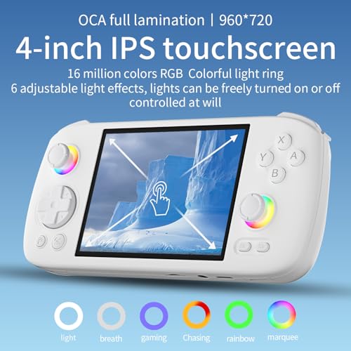 RG 406H Retro Handheld Game Console with 4-inch IPS Screen RGB Lighting Handheld Retro Gaming Console with Android 13 System and 128G TF Card 5000mAh