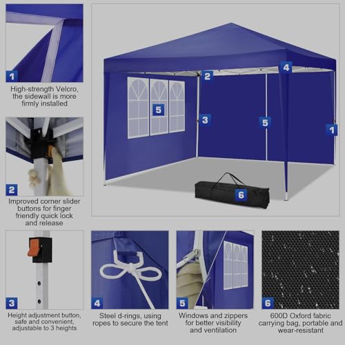 COBIZI Canopy 10x20 Pop Up Canopy Tent with 6 Sidewalls Party Tents for Parties Weddings Backyard Waterproof Canopy Outdoor Commercial Canopy Event