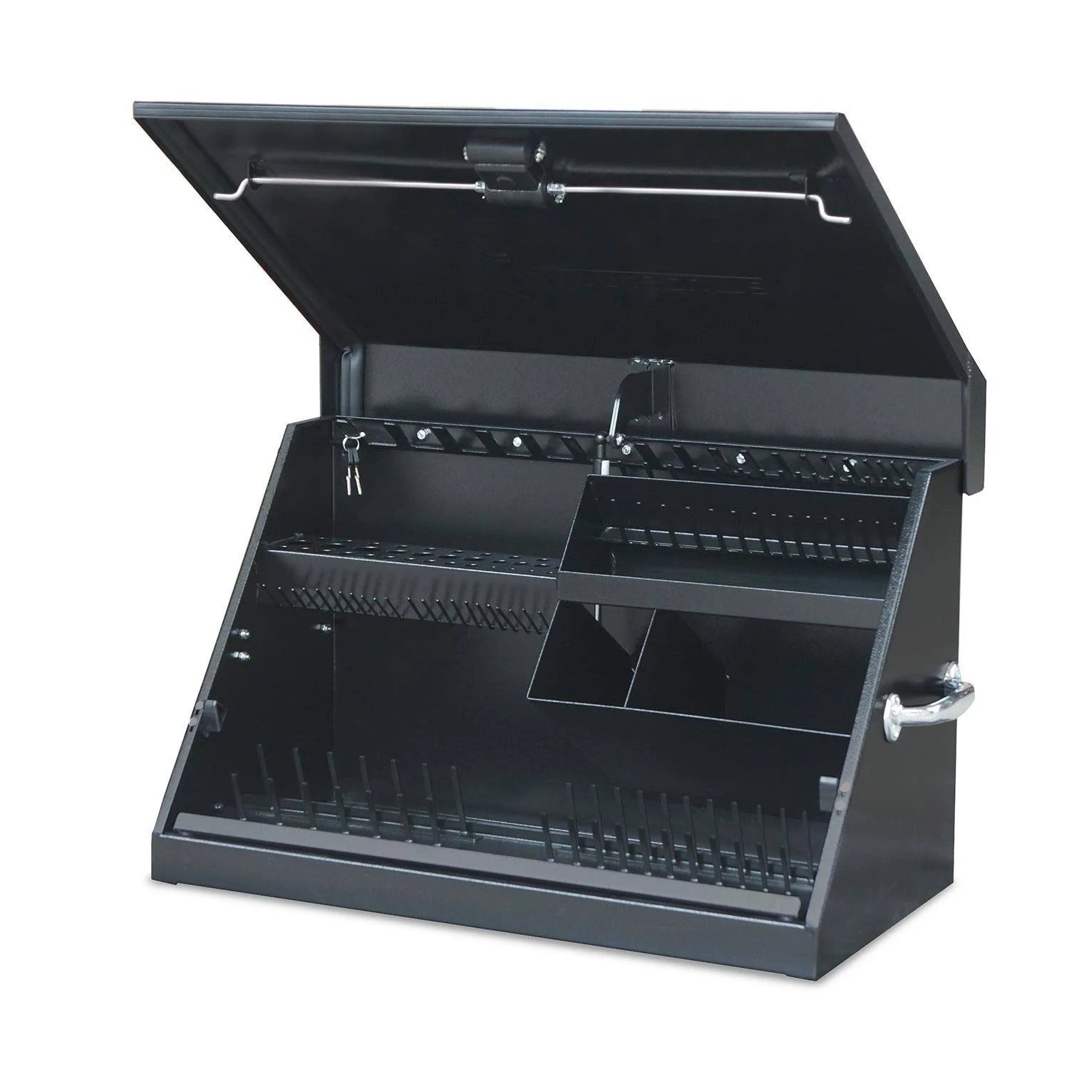 Montezuma ME300B Steel Triangle Toolbox, Black, 30x22 x 15x22