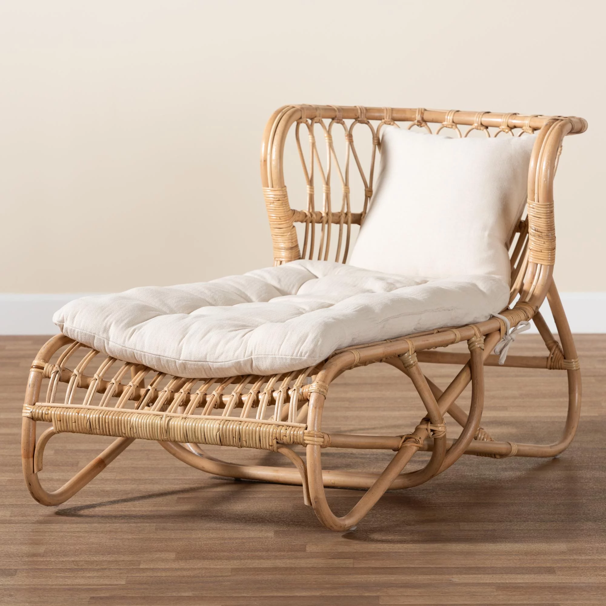 bali & pari Delara Modern Bohemian Natural Brown Rattan Chaise