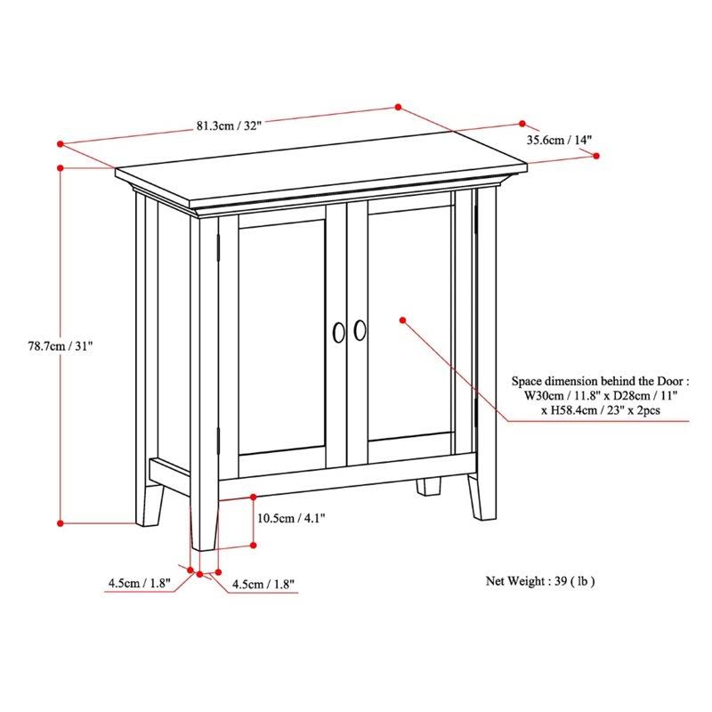 Simpli Home - Redmond Solid Wood 32 inch Wide Rustic Low Storage Cabinet in - Light Golden Brown